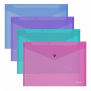 Папка на кнопке А4 ErichKrause Fizzy Vivid 47043 полупрозрачная, ассорти