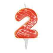 Свеча тортовая цифра 2 Пончик 6см