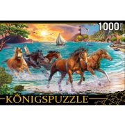 Пазлы 1000эл. ФК1000-6635 Лошади у моря на закате