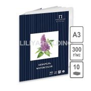 Папка для акварели А2 10л. «Сирень» П-1760 плотность 300г/м2, (цвет молочный)