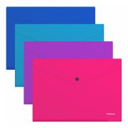 Папка на кнопке А4 180 мкм ErichKrause® Diagonal Vivid 47112 непрозр. ассорти