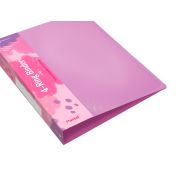 Папка панорама на 4-х кольцах Бюрократ Pastel PAST0740/4RPINK A4 пластик 0.7мм кор.40мм торц.карм с