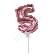 Шар самодув 18 см Rose Gold Цифра 5