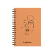 Блокнот А6 гребень 80л. пласт. обл. ErichKrause Powder, Faces, персиковый 59530