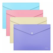 Папка на кнопке А4 180 мкм ErichKrause® Diagonal Pastel 50323 непрозр. ассорти