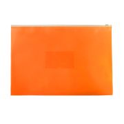 Папка на молнии А4 Бюрократ Double Neon DNEBPM4 п/п оранж. с карм. для визитки