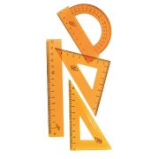 Набор линеек 4 предмета 15см (2 треуг.,лин.15см,трансп.) 33C 2198-08 оранжевый